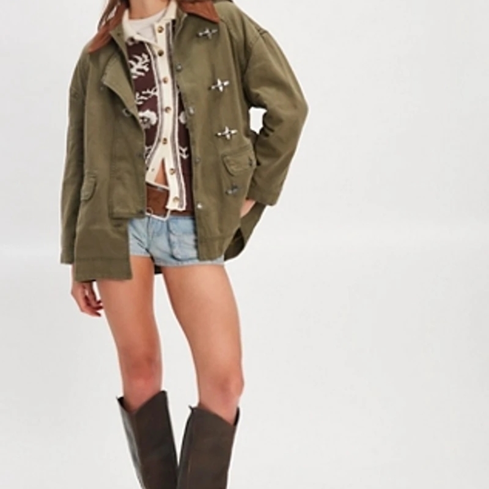 Free People We The Free Denim Barn Coat in Olive